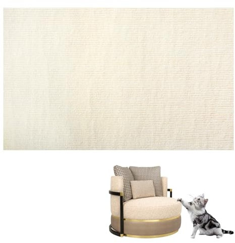 Anseom Alfombra Rascador para Gatos Protector Sofa Gatos Arañazo DIY Alfombra de Pared para Gato Tapete Rascador para Gatos con Autoadhesivo para Proteger Alfombras y Sofás,30 x 100 cm (Beige)