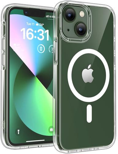 TOCOL für iPhone 13 Mini Hülle für Magsafe, Nie Vergilbung Stoßfest Anti-Fingerabdruck Kratzfest rutschfest Magnetisch Handyhülle für iPhone 13 Mini Case, Transparent