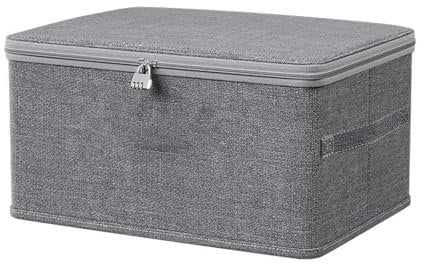 Necdeol Scatola richiudibile per medicinali, scatola medica con lucchetto a combinazione, contenitore pieghevole con coperchio, organizer per armadio da camera da letto (40 x 30 x 21 cm)