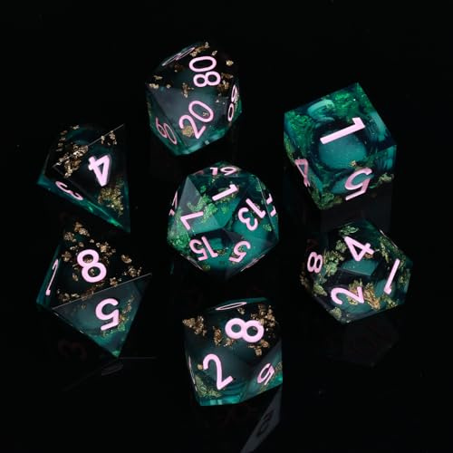 ORUZA 7 Stück Polyedrische DND Würfel Set, Liquid Core D&D Würfel für Dungeons and Dragons RPG MTG Pathfinder Rollenspiele Spielwürfel
