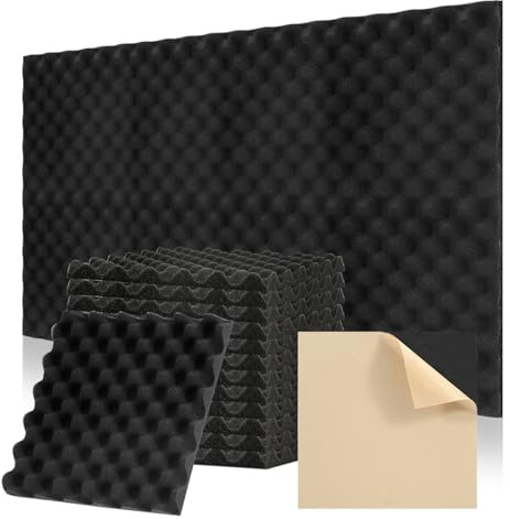 Peviasot Akustikschaumstoff Schallabsorber, 24 Stück Akustikplatten Selbstklebend, Schallabsorber Wand, Schalldämmung, für Aufnahmestudios, Podcasts, Gewellt (30 * 30 * 2.5 cm）