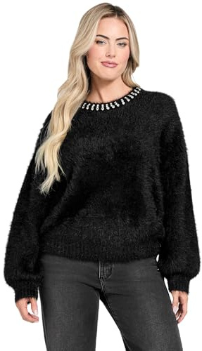 GUESS Maglione Inverno Jeans Arisa Rhinestone jblk Jet Black a996