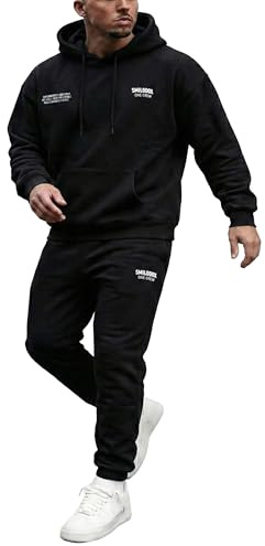 SMILODOX Outfit Set Herren Levian, Oversize Hoodie & Jogginghose mit Statement-Print, Cleanes Design, Sweater Sweatpants vielseitig kombinierbar für Streetwear, Freizeit, Sport & Alltag