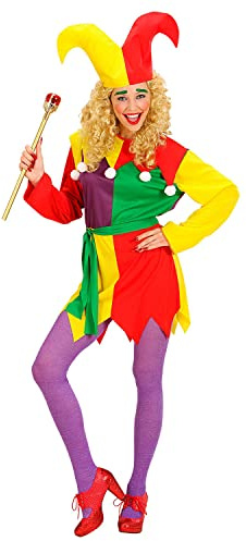 W WIDMANN MILANO Party Fashion - Clown Kostüm Damen | 3-teilig mit Kleid, Gürtel und Hut im Hofnarren und Spaßvogel Look für Karneval und Mottoparty