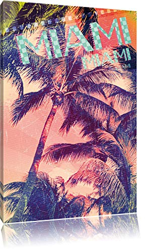 Pixxprint Miami Bild, Größe: 120x80cm, Leinwandbild, fertig gespannt, Wandbild, Dekoration, Kunstdruck, kein Poster