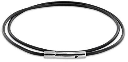 Auroris Halskette/Armband - Kautschukband schwarz Dicke 2mm mit Hebeldruckverschluss aus 304 Edelstahl - Länge: 40cm