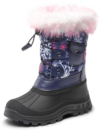DREAM PAIRS Kids Bottes de Neige pour Enfant Chaude Bottes de Hiver Confortable et Imperméable,Size 31,Fuchsia,KSNOW