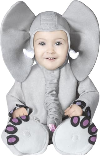 FIESTAS GUIRCA | Baby Elefant Kostüm - Kapuze, Overall, Füße und Rüssel - Tierkostüme für Halloween, Karneval und Kostümpartys - Ideal für Unisex-Babys