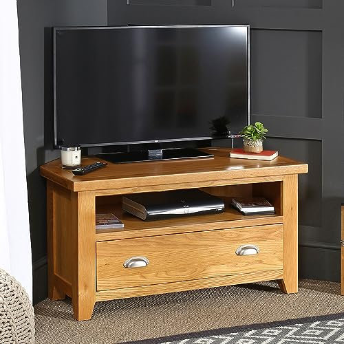 The Furniture Market Cheshire Oak Corner TV Unit - to fit TVs up to 44 - Premium Quality Storage Solution - Elegant and Durable Design - Ideal for Living Rooms and Bedrooms - H 565 x W 1000 x D 500mm