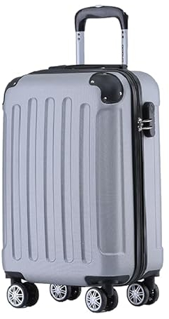 BEIBYE Hartschalen-Koffer Trolley Rollkoffer Reisekoffer Handgepäck 4 Rollen (M-L-XL-Set) (Silber, M)