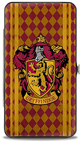 Buckle-Down Scharniertasche – Gryffindor, Wappenstreifen/Diamanten, Rot/Gold, 17,8 x 10,2 cm