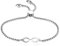 JewelryWe Infinity Unendlichkeitszeichen Armband Damen: Silber Edelstahl Lieben Unendlichkeit Zeichen Verstellbar Dünne Charm Armkette Armreif Schmuck Geschenk für Frau Mädchen