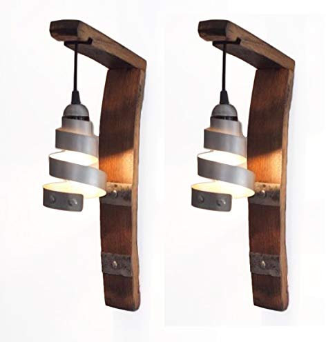 2 Stück Wandleuchte Wandlampe Lampe Leuchte Flurlampe Fass Rustikal Unikat Höhe 35 cm Breite 15 cm