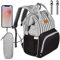 NEVEQ Baby Wickelrucksack, Babytasche für Reise, Wickeltasche Große Kapazität, Multifach Reise Rucksack Wasserdicht Fächer Babyflaschehälter (Schwarz und Grau mit Streifen)