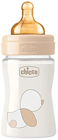 Chicco Original Touch Biberon, Vetro, Neutro, Flusso Lento, Beige, 150 ml