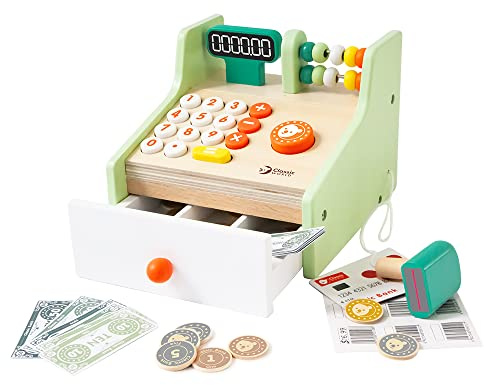 Classic World - Kinderkasse aus Holz, Pretend Play Supermarkt Shop Till Pädagogisches Rollenspiel, Geeignet für 3+ Jahre