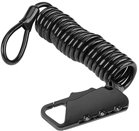 Front Motorcycle Helmet Stain Lock, Universal Helmet Lock & Cable Code Combination PIN Locking Carabiner (Black)