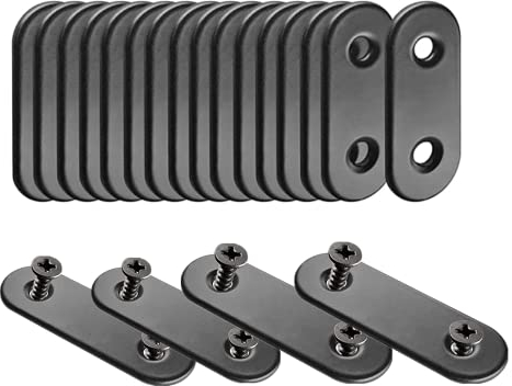 WYSUMMER Black Flat Straight Brace,20Pcs Metal Mending Brackets Straight Corner Braces Straight Brackets with 40Pcs Screws