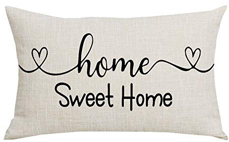 WENIANRU Black Word Art Home Sweet Home, Geschenk für Familie, Sofa, Stuhl, Bett, Dekoration, Lendenkissenbezug, Baumwollleinen, dekorativer Überwurf-Kissenbezug, rechteckig, 30,5 x 50,8 cm