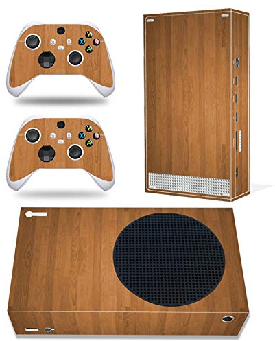 Skin pour Xbox Series S, tout le corps en vinyle autocollant de protection pour console Xbox Series S et manette sans fil (bois marron)