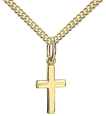 JEVELION Goldenes Kreuz Kreuz-Anhänger 333 Gold Gold-Kreuz für Damen, Herren und Kinder Ketten-Anhänger 8 Karat Mit Damenkette - Kettenlänge 70 cm.