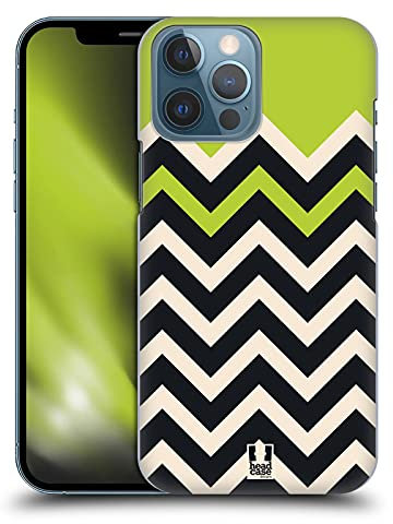 Head Case Designs Lime Green Colour Block Chevron Hard Back Case Compatible With Apple iPhone 13 Pro Max