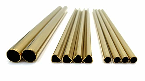 Dinora® Lot de 13 pailles rondes en acier inoxydable 4 x Ø 6 mm 4 x cœur Ø 8 mm 2 x brosses de nettoyage Pochette en velours Certifié LFGB Réutilisable Respectueux de l'environnement