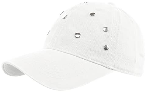 dy_mode Damen Basecap Kappe Baseball Cap Mütze mit Glitzer -K002-011 (K011-Weiß)