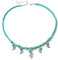 HMOOY Türkis Halskette, Vintage Böhmische Türkis Perlen Halskette Verstellbare Lange Türkis Tropfen Anhänger Halskette Western Ethnische Boho Schmuck für Damen Mädchen (Blatt)