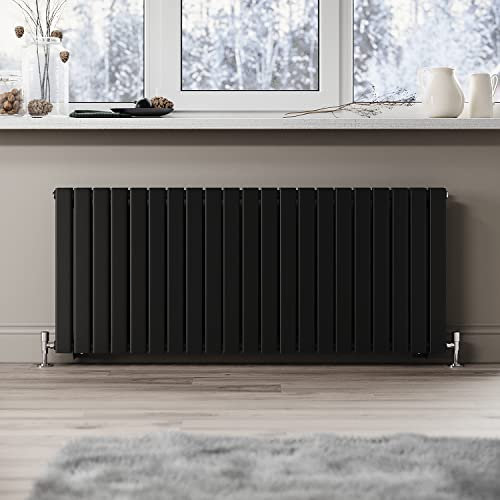 ELEGANT Black Radiators Double Panel Radiator 600 x 1428 mm Modern Flat Panel Central Heating Radiators Column Designer Radiator