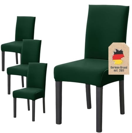 INTIRILIFE 4X Elastischer Stuhlhusse Stuhlüberzug in GRÜN mit 38-45 cm Sitzfläche und 45-65 cm Lehnenhöhe - Für Partys Hochzeiten Hotels oder Zuhause im Esszimmer