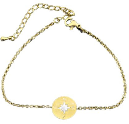 JIJIBA Rose Compass Bracelet Femme Travel Jewelry Stainless Steel Women Mens Bracelet