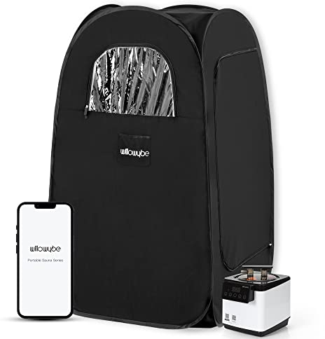 WillowyBe Portable Steam Sauna, Personal Home Spa Room With Bluetooth, Steamer, Sweat Tent, Foldable Sauna Chair, Personal Sauna For Home (Black)