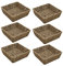 JVL Hand Woven Seagrass Square Storage Tray, H:8 x W:25 x D:25cm, Capacity 4.2L, Set of 6