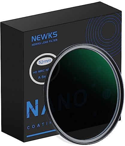 NEWKS 52 mm ND1000 (filtro a densità neutra fissa a 10 stop) Filtro ND 30 multi strato nano rivestito/HD vetro ottico/idrorepellente/ultra sottile nero opaco telaio in lega di alluminio per obiettivo