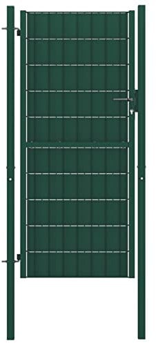 ZEYUAN Puerta de Valla, Puertas Metalicas Exterior, Puerta Jardin, Valla De Jardin, Puerta De Jardín, de PVC y Acero Verde 100x124 cm