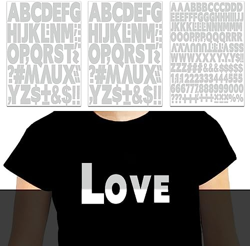 222 Piece Reflective Iron On Heat Transfer 2Inch & 1 inch Alphabets Numbers Fabric Vinyl Letter DIY for Sport Jerseys T Shirts Clothes Slogan Printing Crafts Decoration (2sheets 2IN +1 Sheet 1IN)