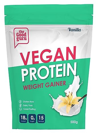 The Good Guru -Vegan Weight Gainer Powder Vanilla 500g - 15 Servings Plant-Based Protein Shake | Natural Vegan Protein | Gluten Free