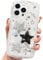 HZLFCZL Compatible with iPhone 15 Pro Max Case Cute Cartoon Glitter 3D Stars Crystal Heart Clear Pattern Design Women Girls Aesthetic Kawaii Transparent Sparkly Phone Case for iPhone 15 Pro Max-Stars