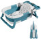 Bañera Plegable Bebé Con Cojín De Baño Antideslizante - Bañera Bebe Plegable Con Termómetro - Asiento bañera Bebe - Desde El Nacimiento Hasta Los 3 Años - Regalos De Nacimiento (VERDE, DINO)