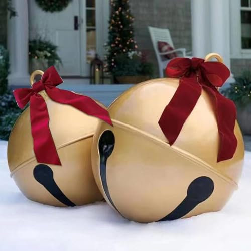 Eteslot Cascabeles Gigantes De Navidad 2 PZ, Grandi Campane di Natale, Campana Jingle Gigante, Decorazione Gonfiabile della Palla di Natale A Forma di Campana All'aperto