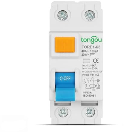 Disjoncteur électromécanique à courant résiduel, 2P 16A 63A 10mA 30mA 100mA 6KA 230V, disjoncteur différentiel, interrupteur de sécurité (Color : 2Pole 10mA, Size : 40A)