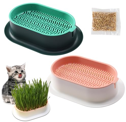 ZDNT 2 Stück Pflanzschalen Für Katzengras,Keimschale Katze,Katzengras Schale,Anzuchtschalen Keimung Tablett,Keimschalen,Katzengras Keimschale,Seed Sprouter Tray für Garten Home Office,Katzengras