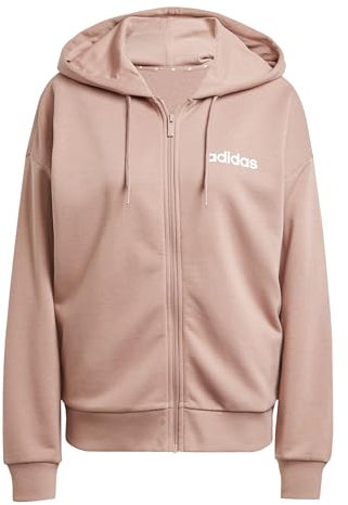 adidas Damen Essentials LINEAR Full Zip French Terry Hoodie, warm Clay/White, S