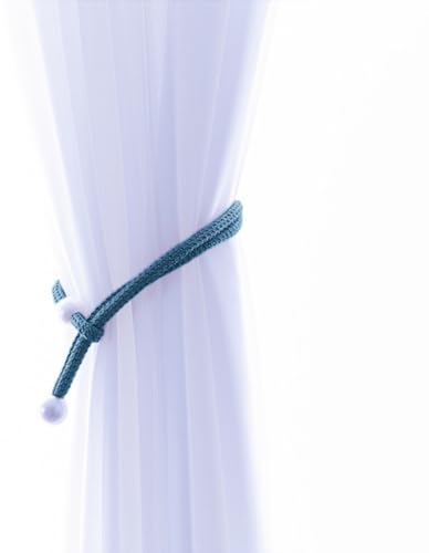 Raffhalter für vorhänge- und Vorhangclips mit 4 Clips aus weißen Kunstperlen, grau gardinen Raffhalter vorhänge deko. (Marineblau)