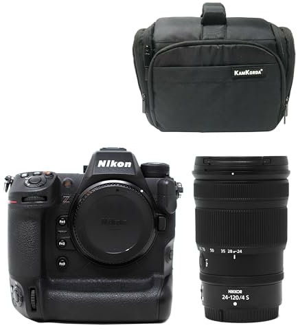 KamKorda Camera Bag + Z9 Mirrorless Digital Camera Body + Z 24-120mm f/4 S Lens, 45.7MP FX-Format Stacked CMOS Sensor, EXPEED 7 Image Processor, 8K30p and 4K120p Video + 2 Year Warranty
