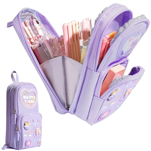 Gsrhzd Aesthetic Special Pencil Case with Compartments - Cute Pencil Bag for Women, Kids, Boys, Girls, Adults - Purple
