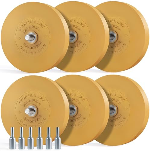 Shawya 6 PCS Decal Remover Eraser Wheel Rubber Eraser Wheel Adhesive Remover Wheel for Cars Sticker Remover Tool Removes Pinstripe Stripe Vinyl Tape and Graphic