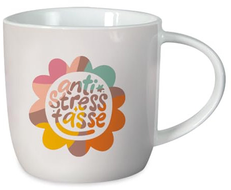 Grafik-Werkstatt Kaffeetasse mit Spruch 300 ml Porzellan Tasse anti stress tasse, Weiß