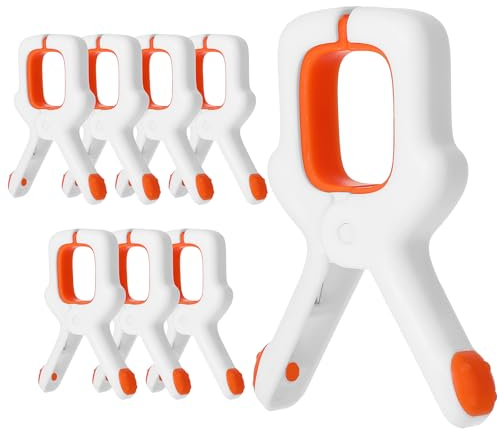 Tyqour 8 Stück Groß Winddicht Strandtuchklammern Handtuchklammern für Strandliegen Große Strandtuch klammern Strandtuch Clips XXL Wäscheklammern für Tägliche Wäsche Badetuch Sonnenliegen Bettwäsche